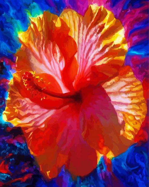 Aesthetic Orange Hibiscus Flower Diamond Paintings
