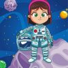 Astronaut Girl In The Space Diamond Painting