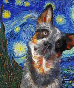 Australian Cattle Dog Blue Heeler Art Van Gogh Diamond Painting