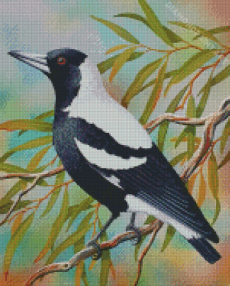 Australian Magpie On Stick Diamond Paintings
