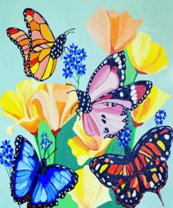 Beautiful Flowers With Butterflies Art Diamond Painting