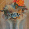 Beautiful Ostrich And Flowers Diamond Painting