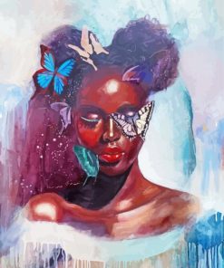 Black Woman With Butterflies Diamond Painting