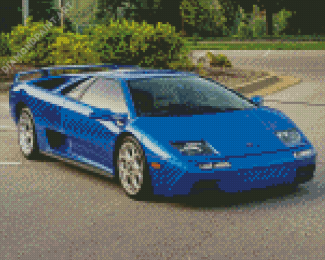 Blue Lamborghini Diablo Diamond Painting