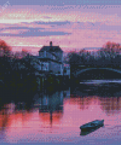 Chinon Bridge At Sunset Diamond Painting