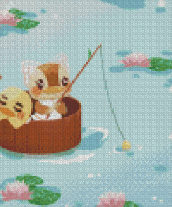 Cute Friends Fishing Diamond Painting