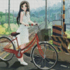 Cute Girl Bicycle Diamond Painting