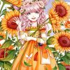 Cute Sunflower Anime Girl Diamond Painting