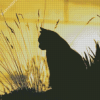 Cute Lonely Cat Silhouette Diamond Painting