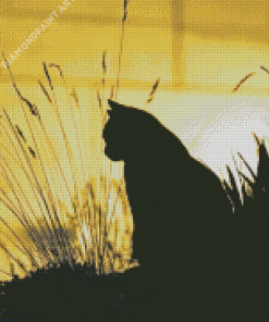 Cute Lonely Cat Silhouette Diamond Painting