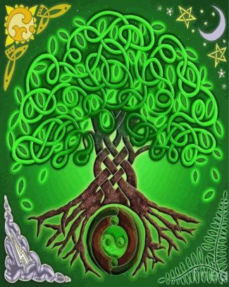 Green Celtic Tree Diamond Painting