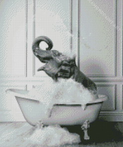 happy Elephant In A Bathtub Diamond Painting