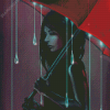 Lonely Girl With Red Umbrella Diamond Painting