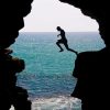 Man Jumping From Hercules Caves Tangier Morocco Diamond Painting