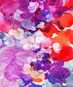 Purple Flowers Abstract Diamond Painting