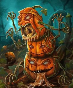 Scary Monster Halloween Pumpkins Diamond Painting