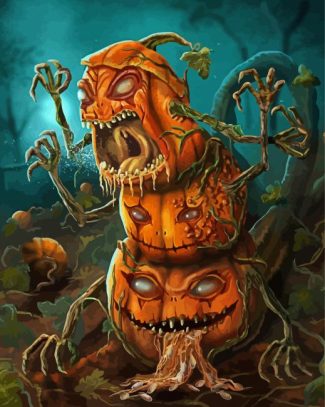 Scary Monster Halloween Pumpkins Diamond Painting