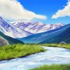 Snowy Mountains River Art Diamond Paintings