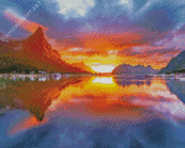 Sunset Midnight Lake Landscape Diamond Paintings