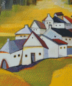 Abstract Houses On The Hill Diamond Paintings