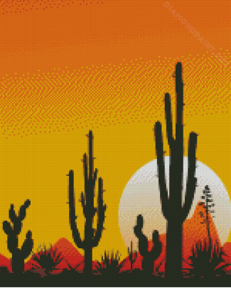 Mexico Desert Sunset Landscape Diamond Painting