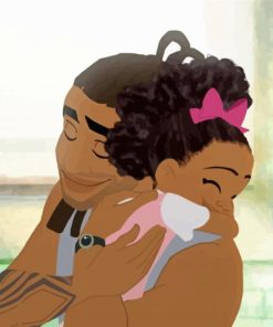Dad And Daughter Black Animation Diamond Painting