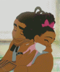 Dad And Daughter Black Animation Diamond Painting