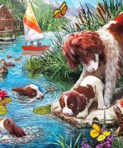 Dogs Swimming Diamond Painting
