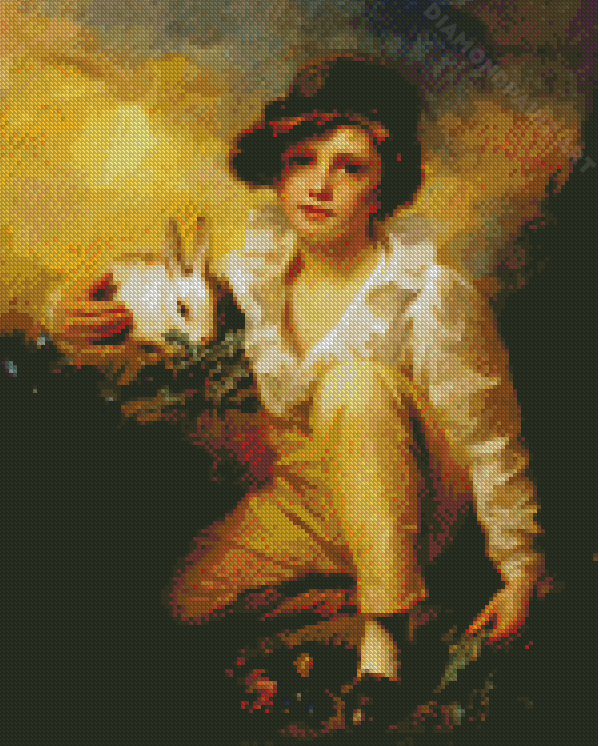 Rabbit And Boy Diamond Painting