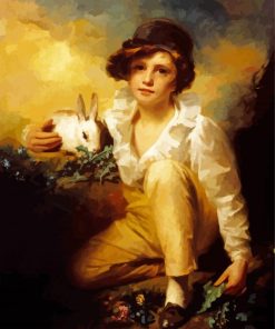 Rabbit And Boy Diamond Painting