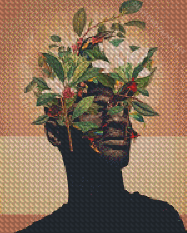 Man With Floral Head Diamond Painting