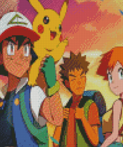 Ash And Brock And Misty Pokemon Diamond Painting