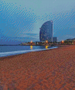 Barcelona Beach At Night Diamond Painting