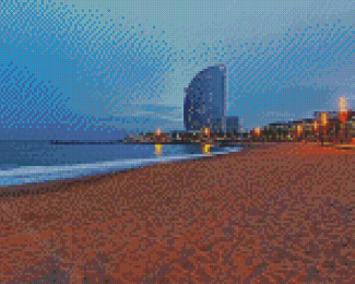 Barcelona Beach At Night Diamond Painting