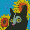 Cat And Sunflowers Art Diamond Painting