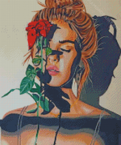 Woman And Rose Diamond Painting
