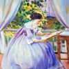 Lady Embroidering Diamond Painting