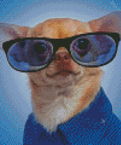 Classy Chihuahua With Glasses Diamond Painting