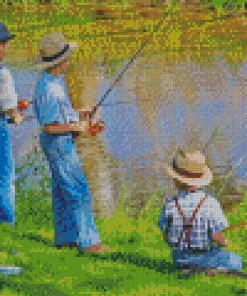Little Boys Fishing Diamond Painting