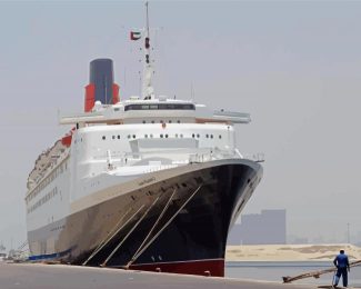 QE2 Liner At Harbour Diamond Painting