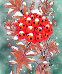 Snowy Rowan Berries Art Diamond Painting