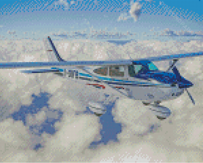 Blue Cessna 182 Skyline Diamond Painting