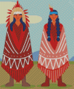 Indigenous Woman And Man Diamond Painting