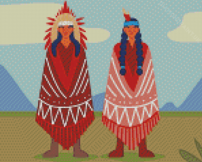 Indigenous Woman And Man Diamond Painting