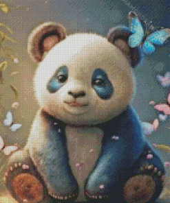 Panda And Butterfly Diamond Painting
