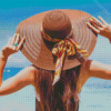 Woman With Summer Hat Diamond Painting