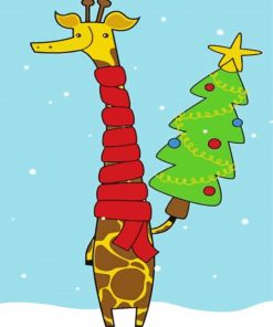 Cartoon Christmas Giraffe Diamond Painting