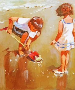 Children At The Seaside Art Diamond Painting