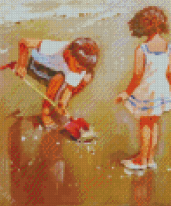 Children At The Seaside Art Diamond Painting