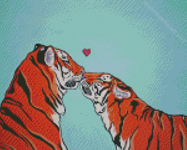 Illustration Tigers In Love Diamond Painting